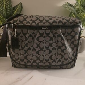 Coach Black and Gray Patterned Shoulder Bag LEATHER BAG